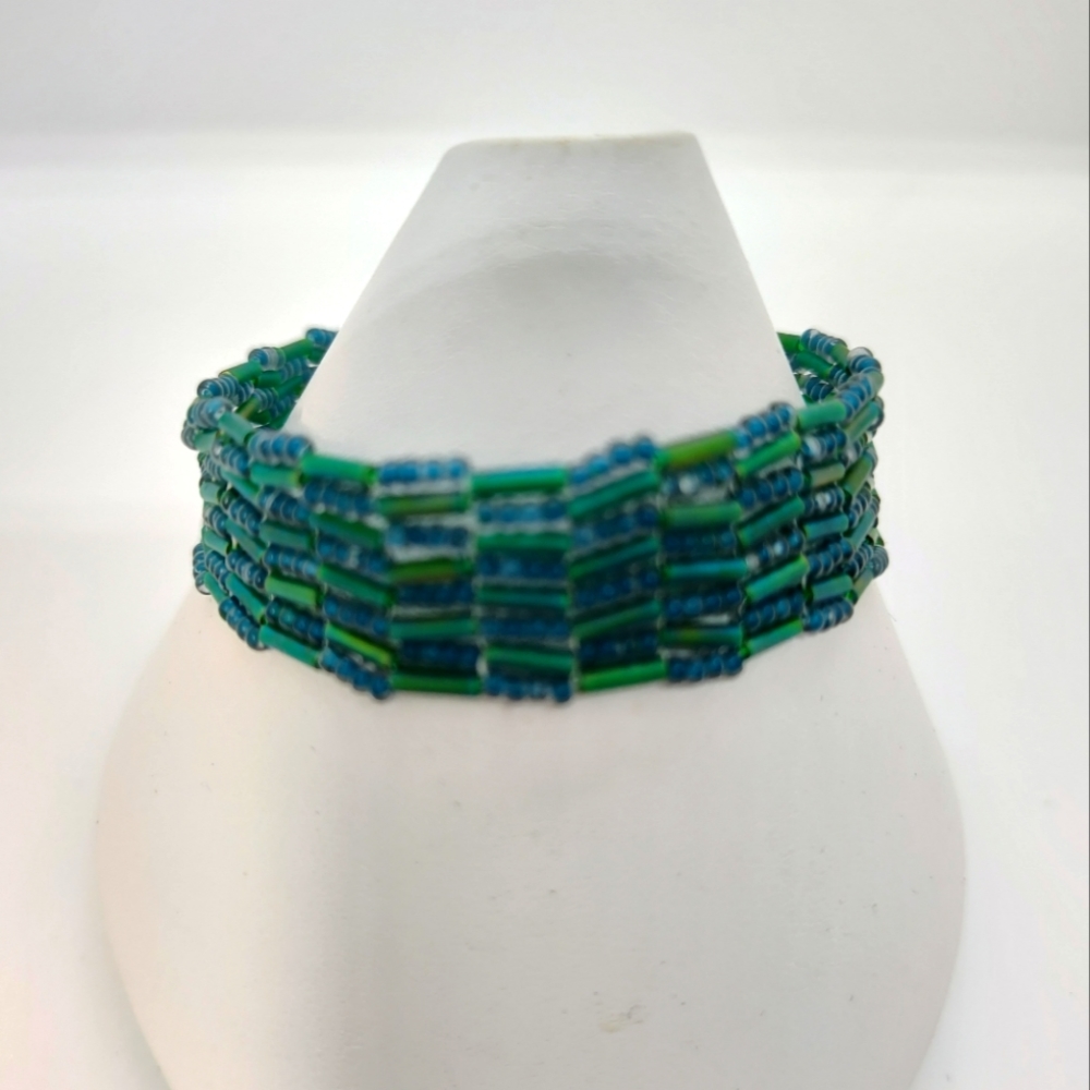 Turquoise Blue Matte Bracelet handmade glass beads